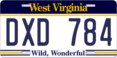 WV license plate DXD784