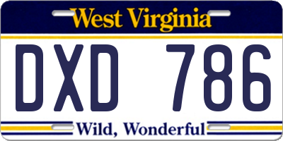 WV license plate DXD786