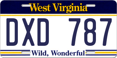 WV license plate DXD787