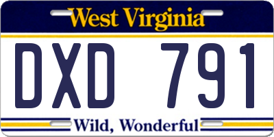 WV license plate DXD791