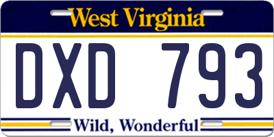 WV license plate DXD793