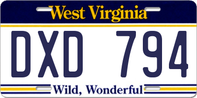 WV license plate DXD794