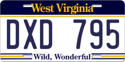 WV license plate DXD795
