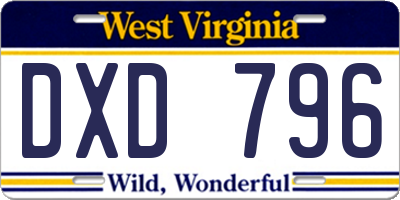 WV license plate DXD796