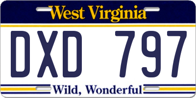 WV license plate DXD797