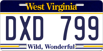 WV license plate DXD799