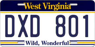WV license plate DXD801