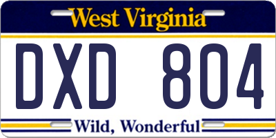WV license plate DXD804