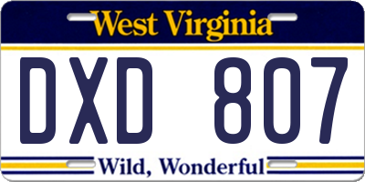 WV license plate DXD807