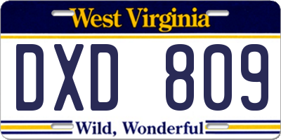 WV license plate DXD809