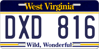 WV license plate DXD816