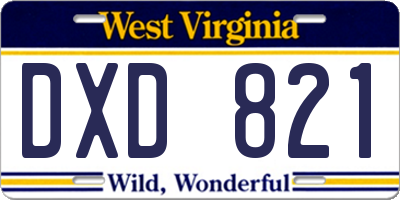 WV license plate DXD821