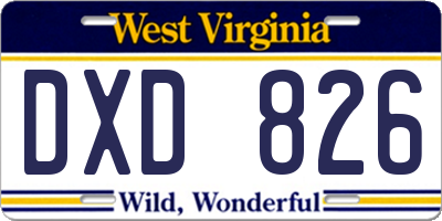 WV license plate DXD826