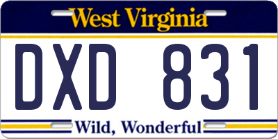 WV license plate DXD831