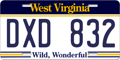 WV license plate DXD832