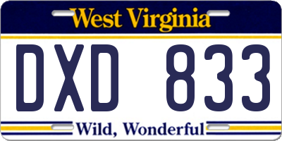 WV license plate DXD833