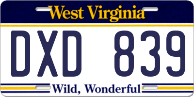 WV license plate DXD839
