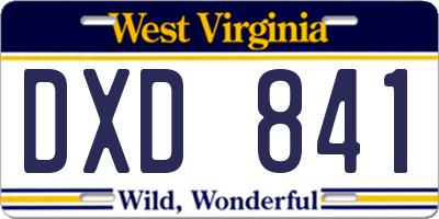 WV license plate DXD841