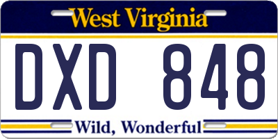 WV license plate DXD848