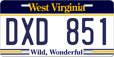WV license plate DXD851