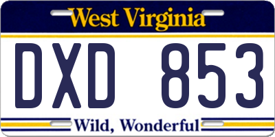 WV license plate DXD853