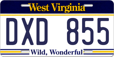 WV license plate DXD855