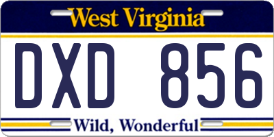WV license plate DXD856