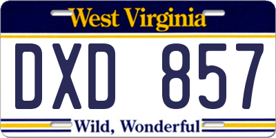 WV license plate DXD857