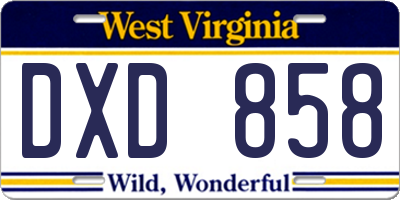 WV license plate DXD858
