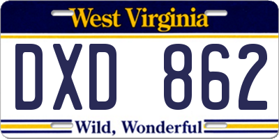 WV license plate DXD862
