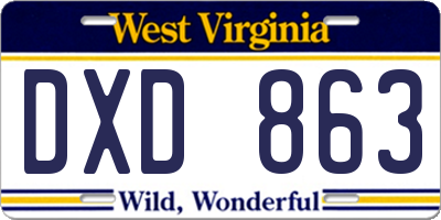 WV license plate DXD863