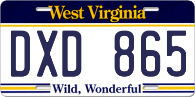 WV license plate DXD865