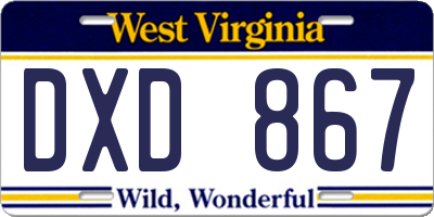 WV license plate DXD867
