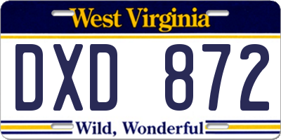 WV license plate DXD872