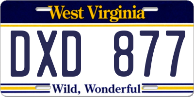 WV license plate DXD877