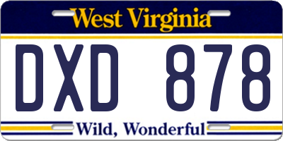 WV license plate DXD878