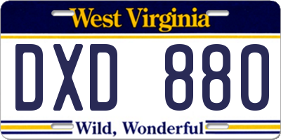 WV license plate DXD880