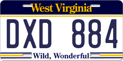 WV license plate DXD884