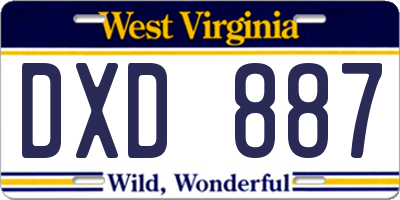 WV license plate DXD887