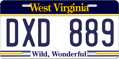 WV license plate DXD889