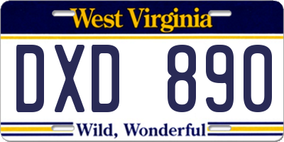 WV license plate DXD890