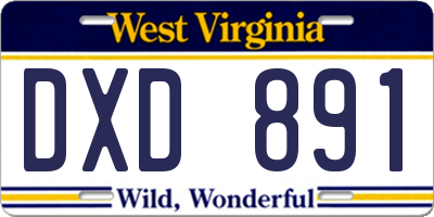 WV license plate DXD891