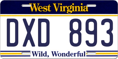 WV license plate DXD893