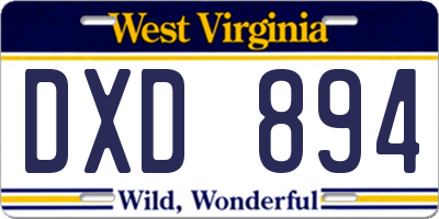 WV license plate DXD894