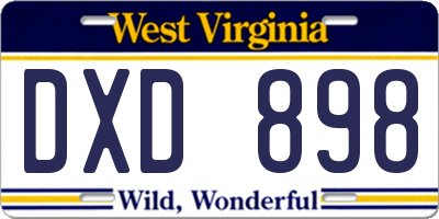 WV license plate DXD898