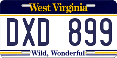 WV license plate DXD899