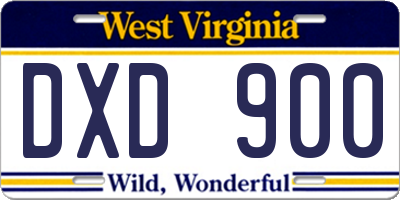 WV license plate DXD900