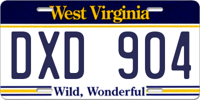 WV license plate DXD904