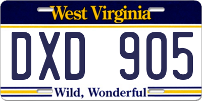 WV license plate DXD905