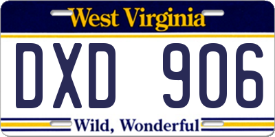 WV license plate DXD906